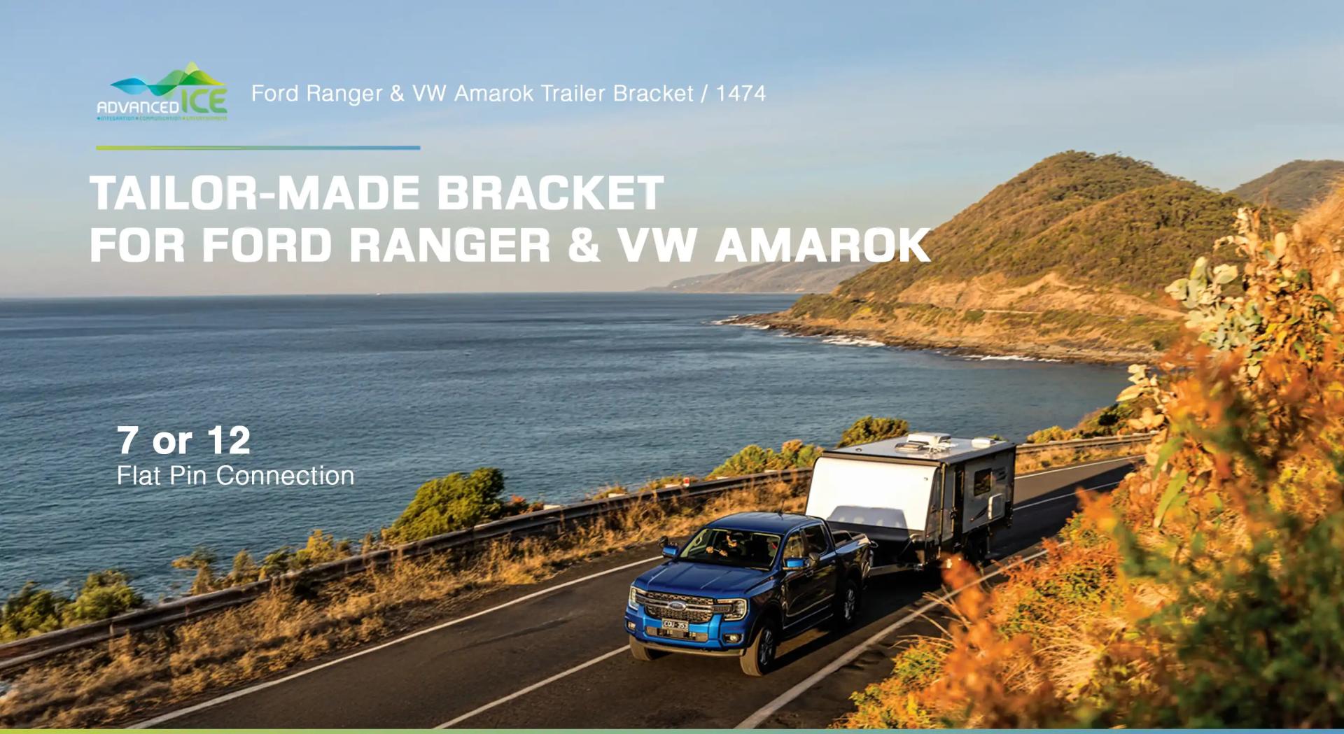 Custom made Next-Gen Ranger and new VW Amarok Trailer Plug & Accessory Bracket to fit 7 pin or 12 pin flat trailer plug - EuroFit Towbars & Electrics - eurofittowbars.com.au