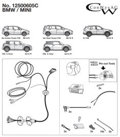 BMW 2 X1 MINI tow bar 7-pin LED wiring kit 12500605C ConWys - EuroFit Towbars & Electrics - eurofittowbars.com.au