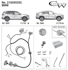 BMW X5 X6 tow bar 13-pin LED wiring kit 21020535C ConWys - EuroFit Towbars & Electrics - eurofittowbars.com.au