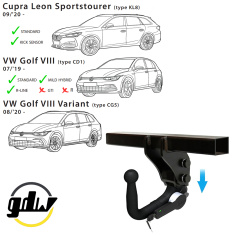 VW Golf VIII (CD1) Golf VIII Variant (CG5) Cupra Leon Sportstourer (KL8) Detachable Invisible Towbar - EuroFit Towbars & Electrics - eurofittowbars.com.au
