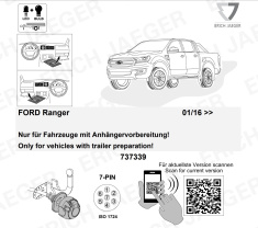 Ford Ranger tow bar LED wiring kit 737339 Jaeger - EuroFit Towbars & Electrics - eurofittowbars.com.au