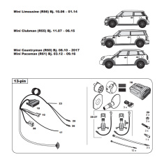 MINI R55 Clubman R56 R60 Countryman R61 Paceman  tow bar LED wiring kit WYR042913R-T trail-tec - EuroFit Towbars & Electrics - eurofittowbars.com.au