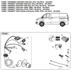 Ford Transit Tourneo tow bar LED wiring kit WYR134013R-T trail-tec - EuroFit Towbars & Electrics - eurofittowbars.com.au