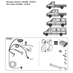 Mercedes Sprinter W906 VW Crafter tow bar LED wiring kit WYR232113R-T trail-tec - EuroFit Towbars & Electrics - eurofittowbars.com.au