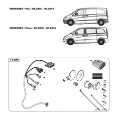 Mercedes V-Class Viano Vito tow bar LED wiring kit WYR232913R-T trail-tec - EuroFit Towbars & Electrics - eurofittowbars.com.au