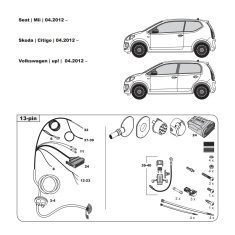 VW up! Skoda Citigo tow bar LED wiring kit WYR361113R-T trail-tec - EuroFit Towbars & Electrics - eurofittowbars.com.au