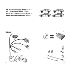 Skoda Superb III VW Passat B8 tow bar LED wiring kit WYR425213R-T trail-tec